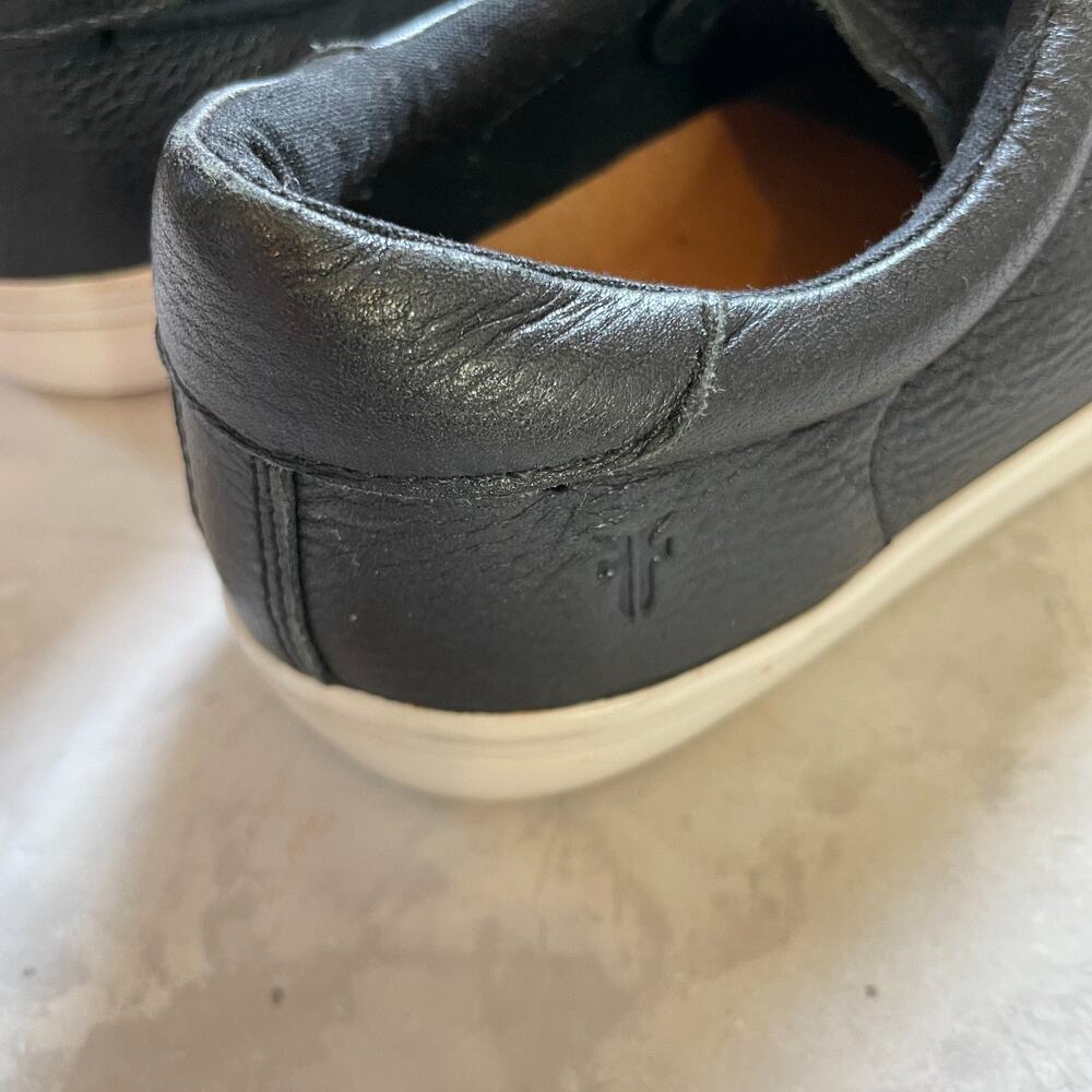 Frye Black Leather Shoes Low Top Sneakers Sz 6.5 Minimalist Quiet Luxury Capsule - Picture 4 of 7